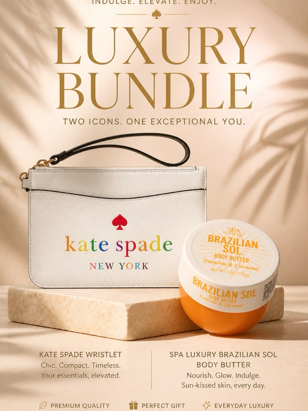 kate spade White Wristlet with Orange Brazilian Sol Body Butter